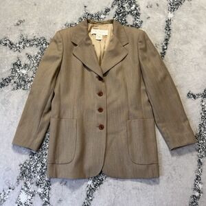 Escada Margaretha Ley Blazer Womens Size 44 Tan 4 Button Single Breast New‎ Wool